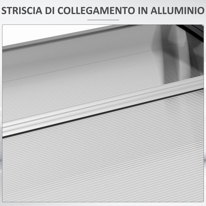 Pensilina Tettoia Moderna 110x60x18 cm in Policarbonato Alluminio e PP Trasparente-7