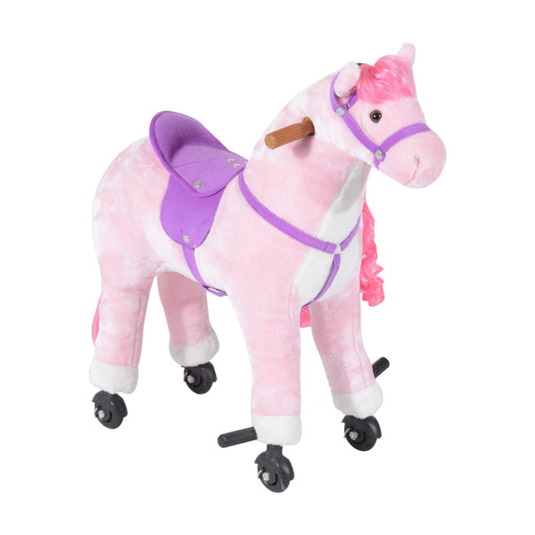 Cavallo a Dondolo per Bambini 65x28x75 cm con Rotelle Suoni e Poggiapiedi Rosa acquista