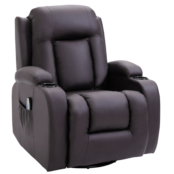 acquista Poltrona Relax Massaggiante a 8 Punti 85x94x104 cm Reclinabile con Telecomando in Similpelle Marrone