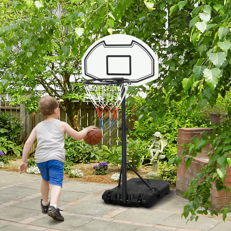 Canestro da Basket da Esterno per Bambini Altezza Regolabile 132,5-161,5 cm Multicolore-2