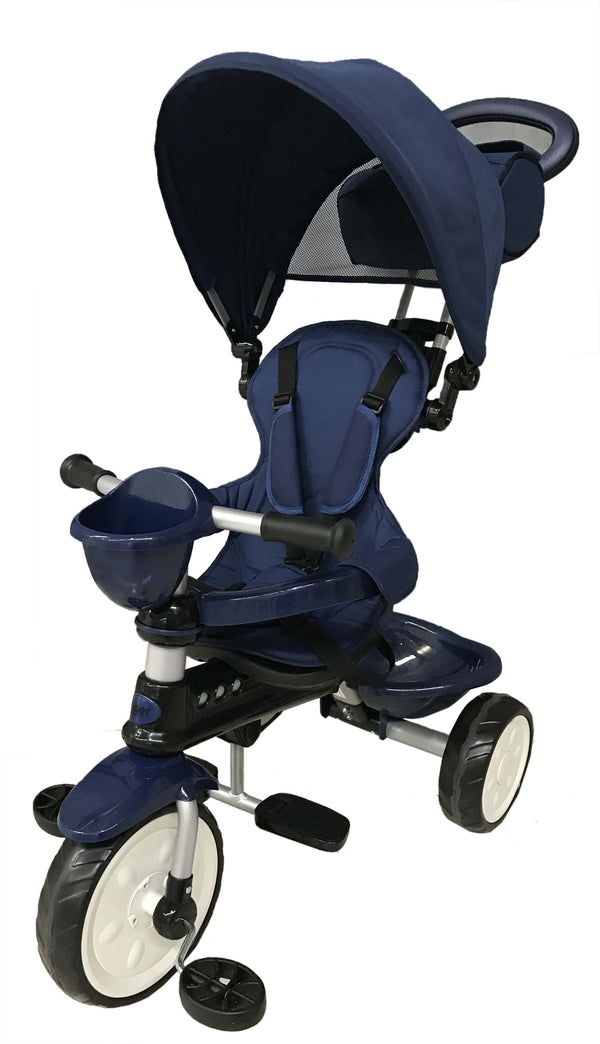 acquista Passeggino Triciclo per Bambini Passeggino Comfort 4 in 1 Happy Kids Blu