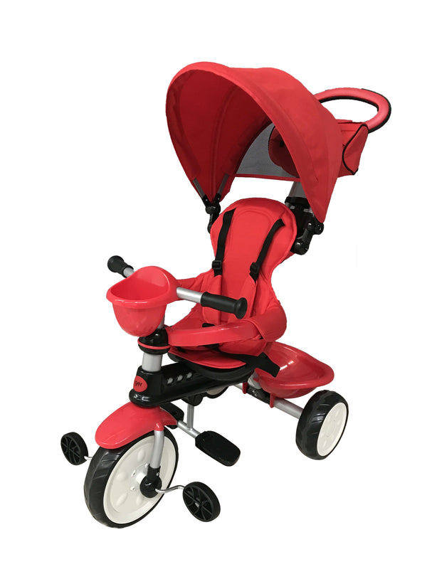 acquista Passeggino Triciclo per Bambini Passeggino Comfort 4 in 1 Happy Kids Rosso