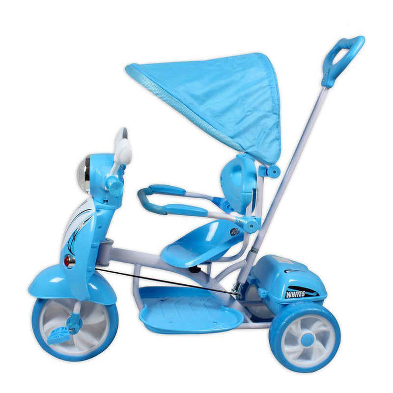 Triciclo a Spinta Seggiolino Reversibile per Bambini Kidfun Classic Blu-2