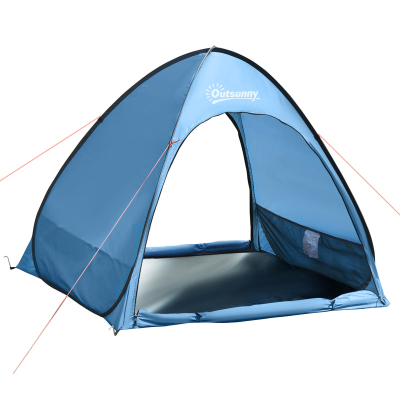 Tenda da Spiaggia Campeggio per 2-3 150x115x110 cm con Tasche Portaoggetti Blu-1