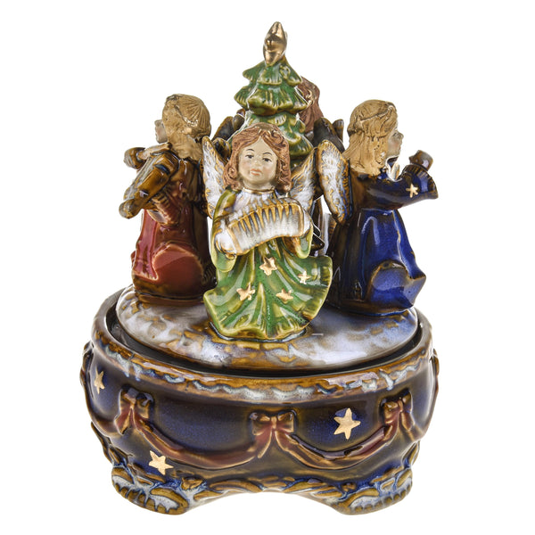acquista Carillon con Angeli e Albero H18,5 cm in Porcellana Rosso