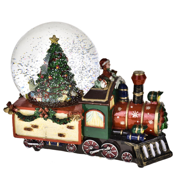 sconto Carillon di Natale Locomotiva con Sfera in Vetro 25,5 cm in Resina