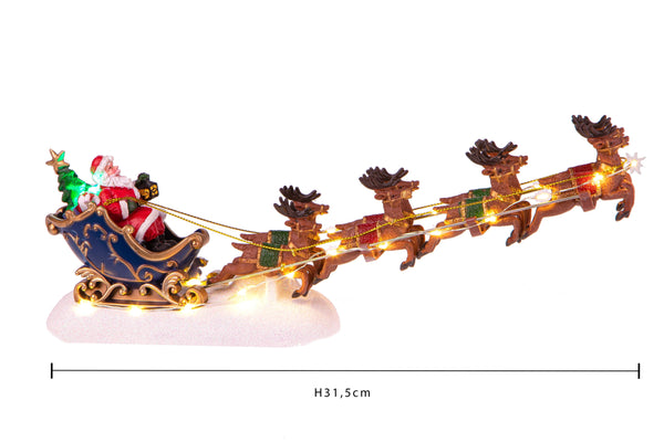 acquista Babbo Natale su Slitta con Renne Luci Led 31,5 cm in Resina