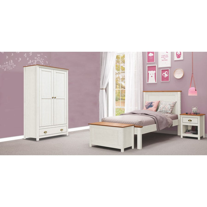 Letto singolo 90x190 cm in legno bianco/noce