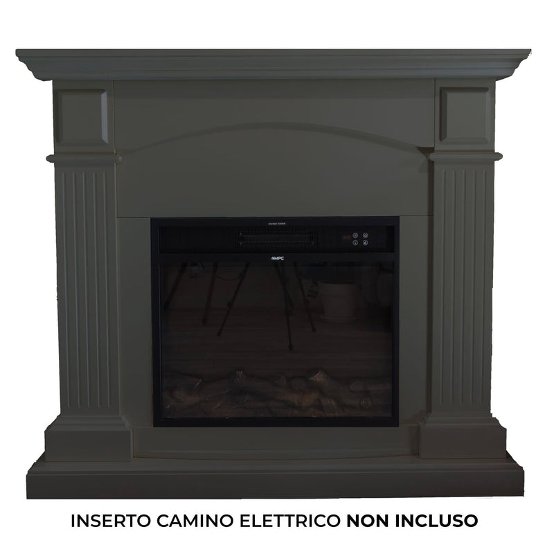 Cornice da Pavimento per Inserto Camino Elettrico 113,7x102,2x28,2 cm in MDF Sined Cetona Grigio