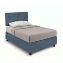 Letto 1 Piazza e Mezza Contenitore Imbottito Microfibra Blu Boxmax Testata Vertical Varie Misure