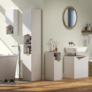 Mobile Sottolavabo 60x35x57,9 cm con 2 Ante Ammortizzate per Lavabo Senza Piedistallo in MDF Bianco      