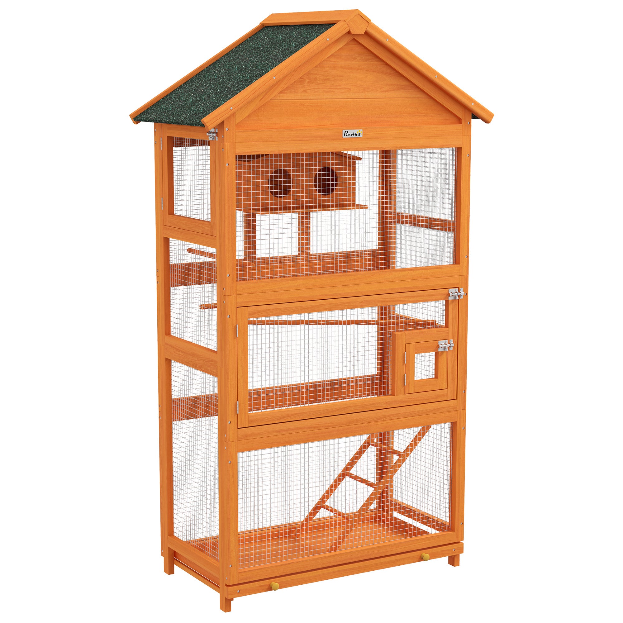 Voliera per Uccelli 92x52x171 cm a 3 Porte con Casetta Scaletta e ...