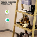 Scaffale Bagno 3 Ripiani Autoportante e Pieghevole con Porta Asciugamani 53,5x30x153 cm in Legno di Bambù  