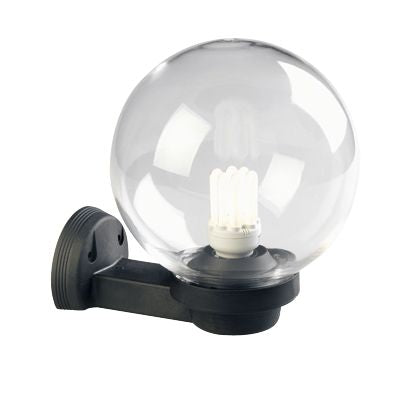 sconto Lampada Applique a Sfera Chiara in Alto Colore Nero Diametro 20Cm per Esterno Linea Globo Sovil