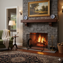 Parascintille per Camino 60x50 cm Decorazione Scoiattolo in Ferro Verniciato Grigio Martellato