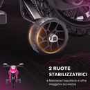 Moto Elettrica per Bambini 3-8 Anni con 12V Doppi Motori Rotelle e Clacson 3 km/h Capacità 30kg Rosa      