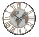 Orologio da Muro World Class Ø60x6 cm MDF e in Ferro Marrone