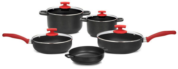 Batteria di Pentole 9 Pezzi in Alluminio Pressofuso Antiaderente Olympia Love acquista