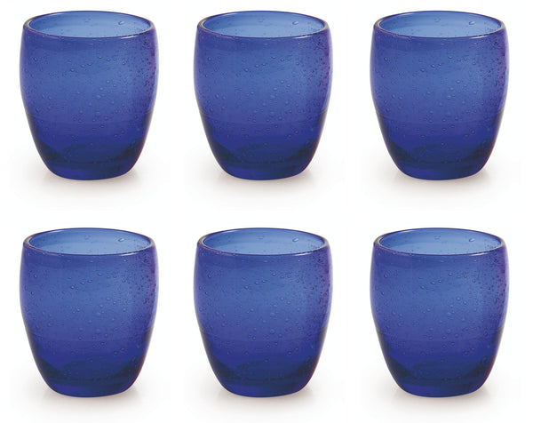 acquista Set 6 Bicchieri Ø7,3x10 cm in Vetro Soffiato Villa d'Este Home Tivoli Acapulco Blu