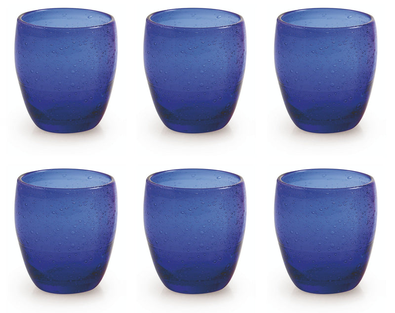 Set 6 Bicchieri Ø7,3x10 cm in Vetro Soffiato Villa d'Este Home Tivoli Acapulco Blu