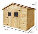 Casetta Box da Giardino 2,8x2 m Senza Pavimento in Legno Picea Massello 16mm Eden
