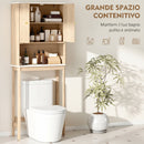 Mobile Sopra WC 66x25x168 cm con Armadietto a 2 Ante Ripiano Aperto e Barra Inferiore in MDF Rovere      