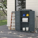Armadio da Esterno 87x46.5x160 cm con 2 Porte a Persiana e Ripiani Interni in Legno Grigio      