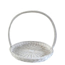 Set 2 Cesti Rotondi Piatti in Vimini con Manico Larghezza 50 cm