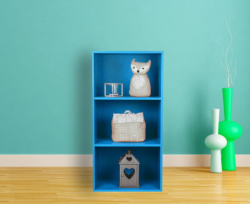 Libreria Modulare 3 Ripiani 40x29,5x80 cm in Pannello Truciolare Blu