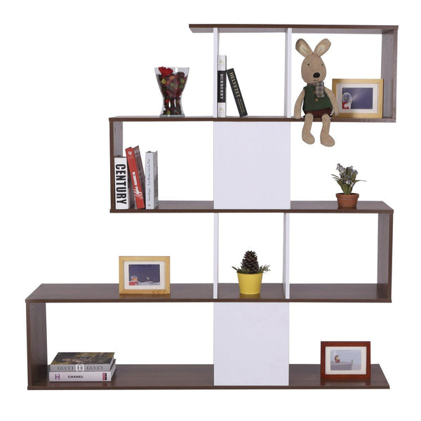 sconto Libreria di Design Moderna Mobili Ufficio Scaffale Bianco e Noce 144x30x125 cm