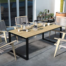 Tavolo da Giardino Rettangolare per 6-8 Persone 180x90x74cm in Alluminio con Piano a Doghe Quercia