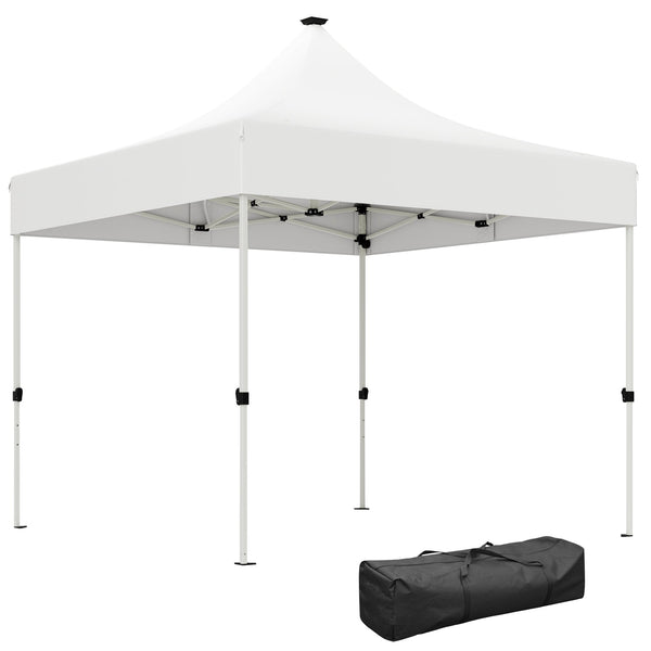 sconto Gazebo da Giardino Pop Up 300x300x340 cm con Luci LED Solari e Altezza Regolabile Bianco