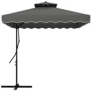 Ombrellone a Sbalzo con Doppio Tetto 243x243x251 cm Apertura a Manovella e Base a Croce Grigio   