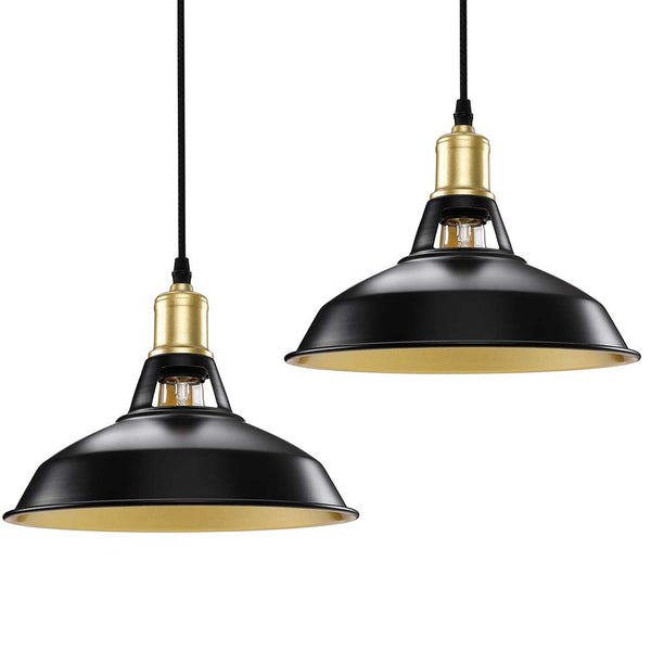 prezzo Coppia Lampadari Sospensione Moderno Design Industriale Lampada Metallo Nero Oro