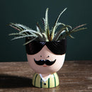 Set 2 Vasi Testa con Baffi Ø 12,5 H 14 cm