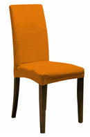 Set 2 Coprisedie con Schienale Elasticizzati in Poliestere Arancio 