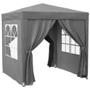 Gazebo Pieghevole 2x2 m con 4 Pareti Rimovibili in Metallo e Poliestere Grigio      