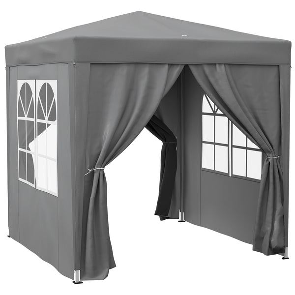 Gazebo Pieghevole 2x2 m con 4 Pareti Rimovibili in Metallo e Poliestere Grigio sconto