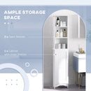 Colonna Bagno con Ripiano a 3 Livelli e Armadietto Chiuso 34x20x165 cm in MDF e Truciolato Bianco