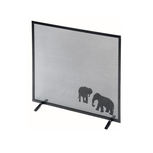 Parascintille per Camino 60x50 cm Decorazione Elefante in Ferro Verniciato Grigio Martellato acquista