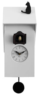 Orologio a Cucù da Parete 17x37x12 cm con Gatto Pirondini Italia Vicenza Bianco