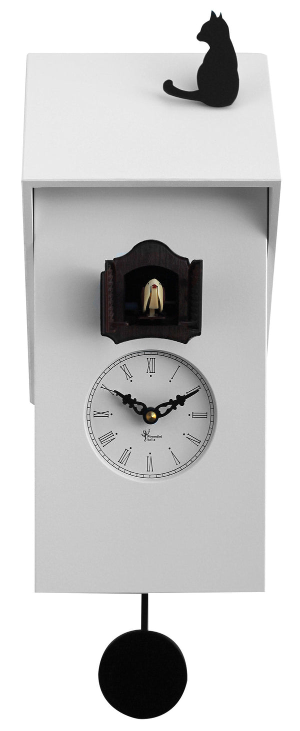 prezzo Orologio a Cucù da Parete 17x37x12 cm con Gatto Pirondini Italia Vicenza Bianco