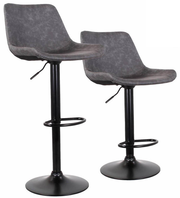 online Set 2 Sgabelli 50x44x58/78 cm in Similpelle Base Nera Grigio