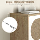 Scarpiera Stile Boho 3 Ante 18 Paia 60x24x115 cm in Ratta Truciolato e MDF Rovere e Bianco
