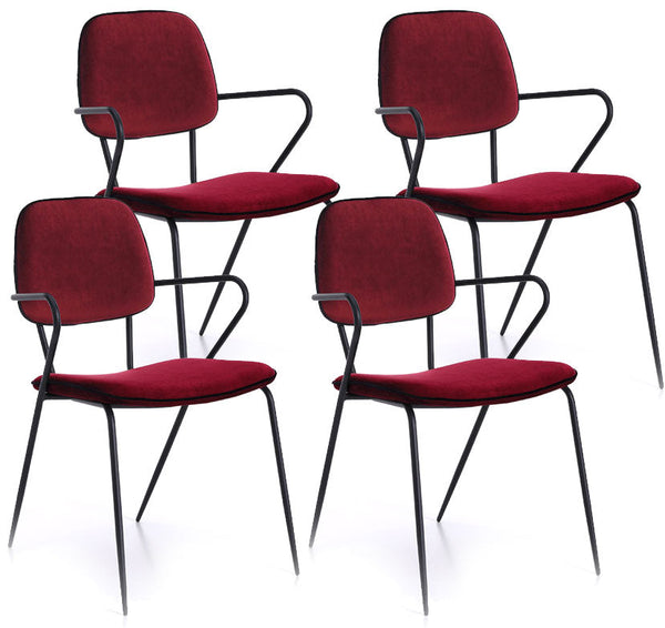 Set 4 Sedie 52x50x81,5 cm Velluto Rosso sconto