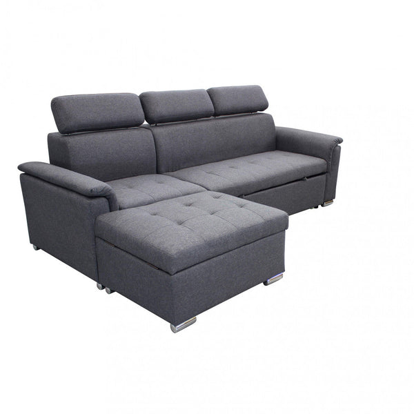 Divano Letto Derrick 234x148x84 cm in Tessuto Grigio scuro sconto
