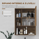 Armadietto con Specchio da Bagno con Mensole a Giorno 60x15x76cm Noce  