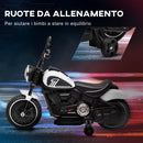 Moto Elettrica per Bambini 76x42x57 cm con Rotelle e Fanale 6V Bianco e Nero  