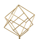 Scultura Cube 16x18x52,5 cm in Ferro e Marmo Oro e Bianco