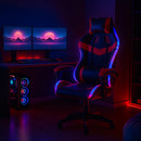 Sedia da Gaming con Led RGB Altezza Regolabile 106-116 cm in Pelle PU Rosso e Nero  
